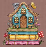 Метелик поряд зі стосом книг — фрагмент вишивки — зображення 11