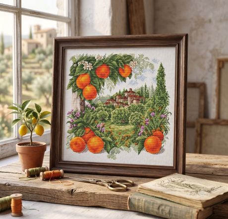 Tuscan Orange Grove — Cross Stitch Pattern (PDF)