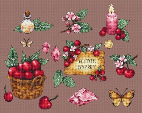 Witch Cherry — схема для вишивки хрестиком у стилі котеджкор (PDF)